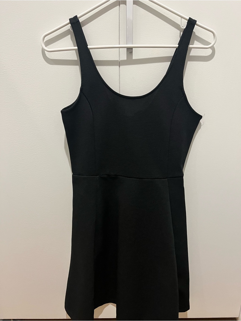 H&M Black Scoop Neck Mini Skater Dress gently worn